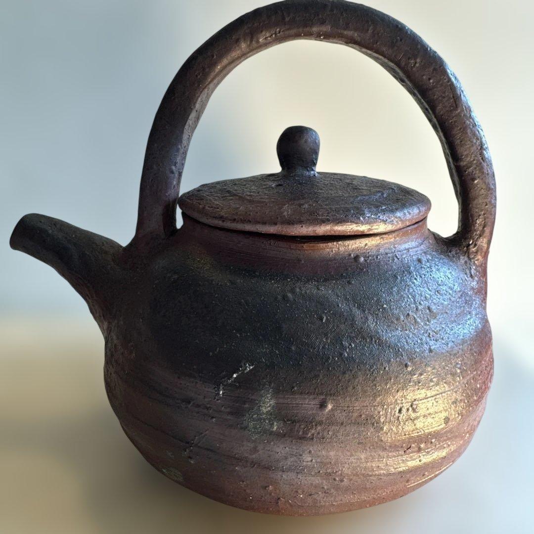 【故島武己】南蛮焼.穴窯.希少品.焼締め按瓶と湯呑みのセット