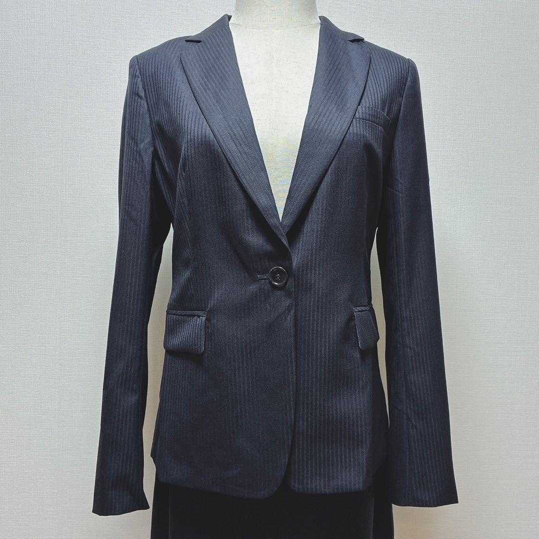 未使用　アンタイトル　スカートスーツ　シャドーストライプ　Jクオリティ　ウール