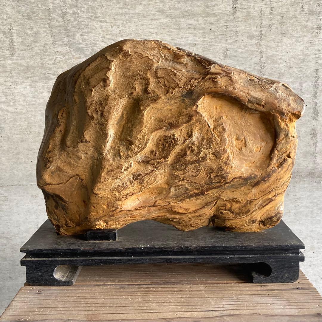 木化石 珪化木 天然 大型 置物 オブジェ 花器 フラワーベース 台座付 レトロ