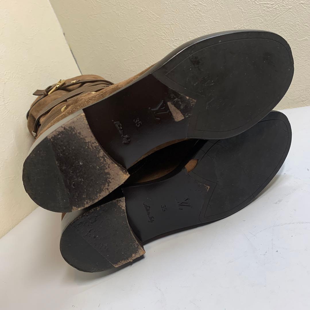 ルイヴィトン　サイズ表記「35」22.5センチ　ブラウンスウェード　ベルトブーツ