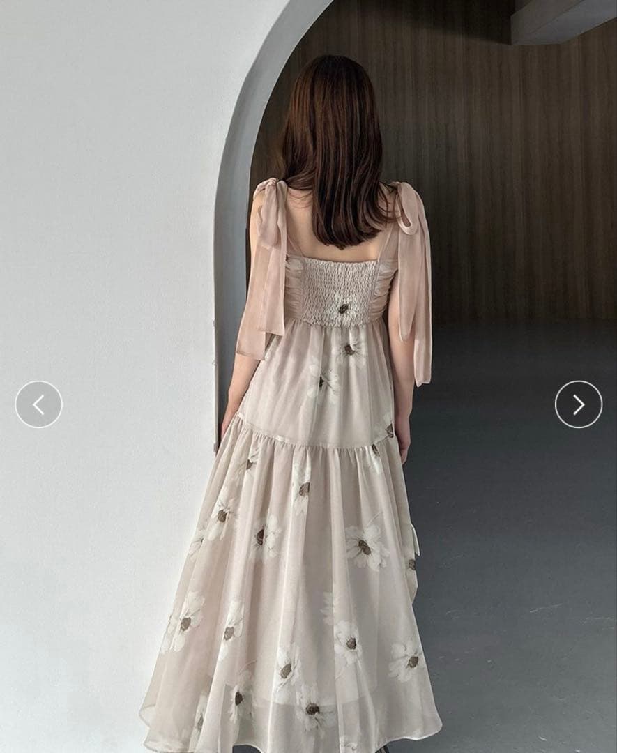 [新品][タグ付き][送料込]スナイデル プリントショルダーリボンワンピース