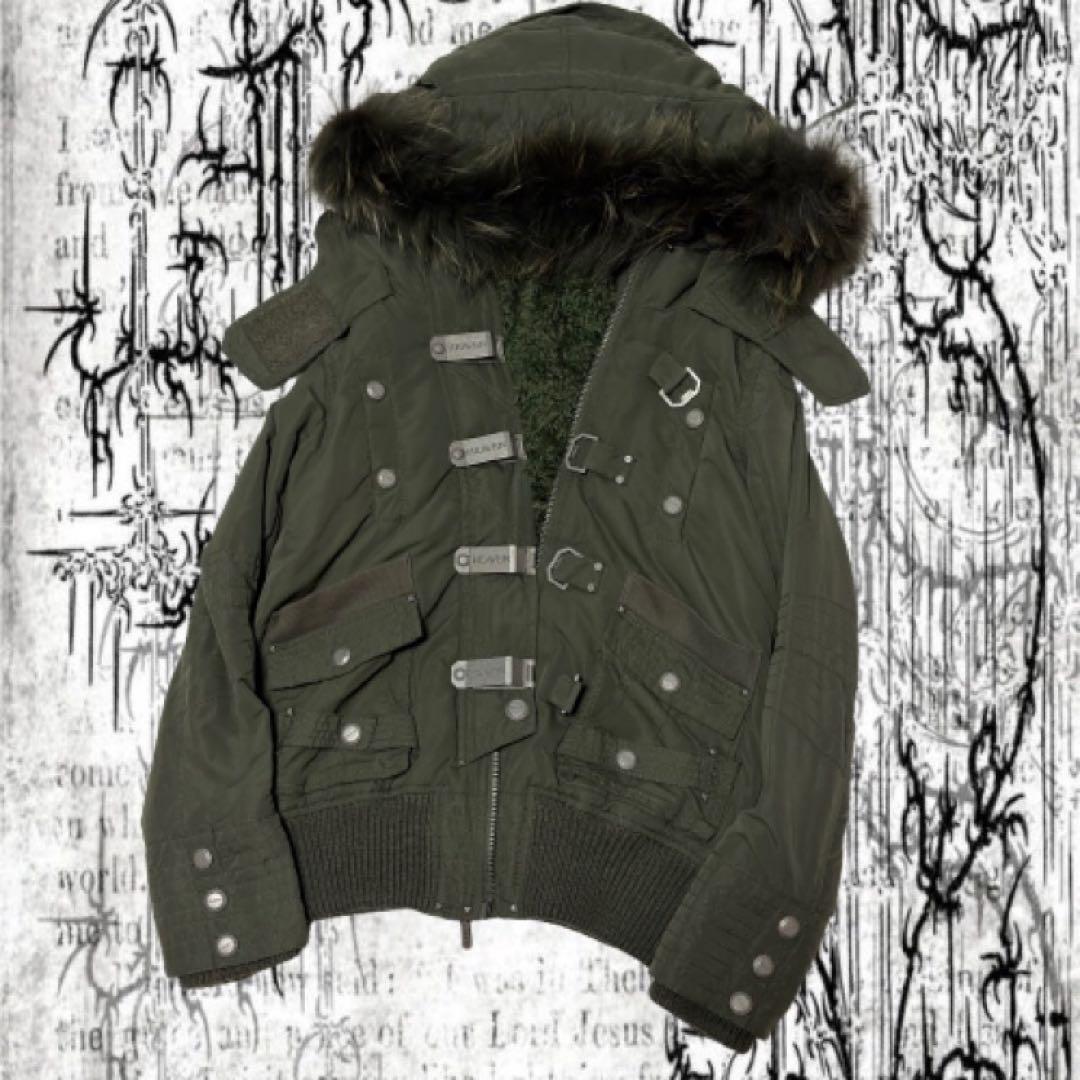 Rare 00’s リアルファー ミリタリージャケット ギャル 平成初期 Y2K