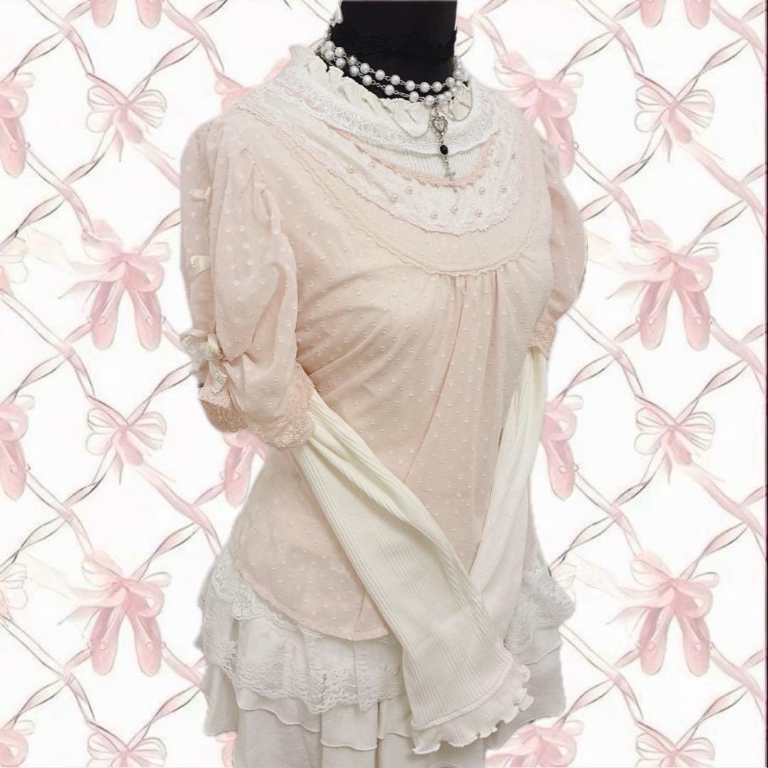 axes femme 2点セット 姫 ドット リボン ブラウス タートル 平成