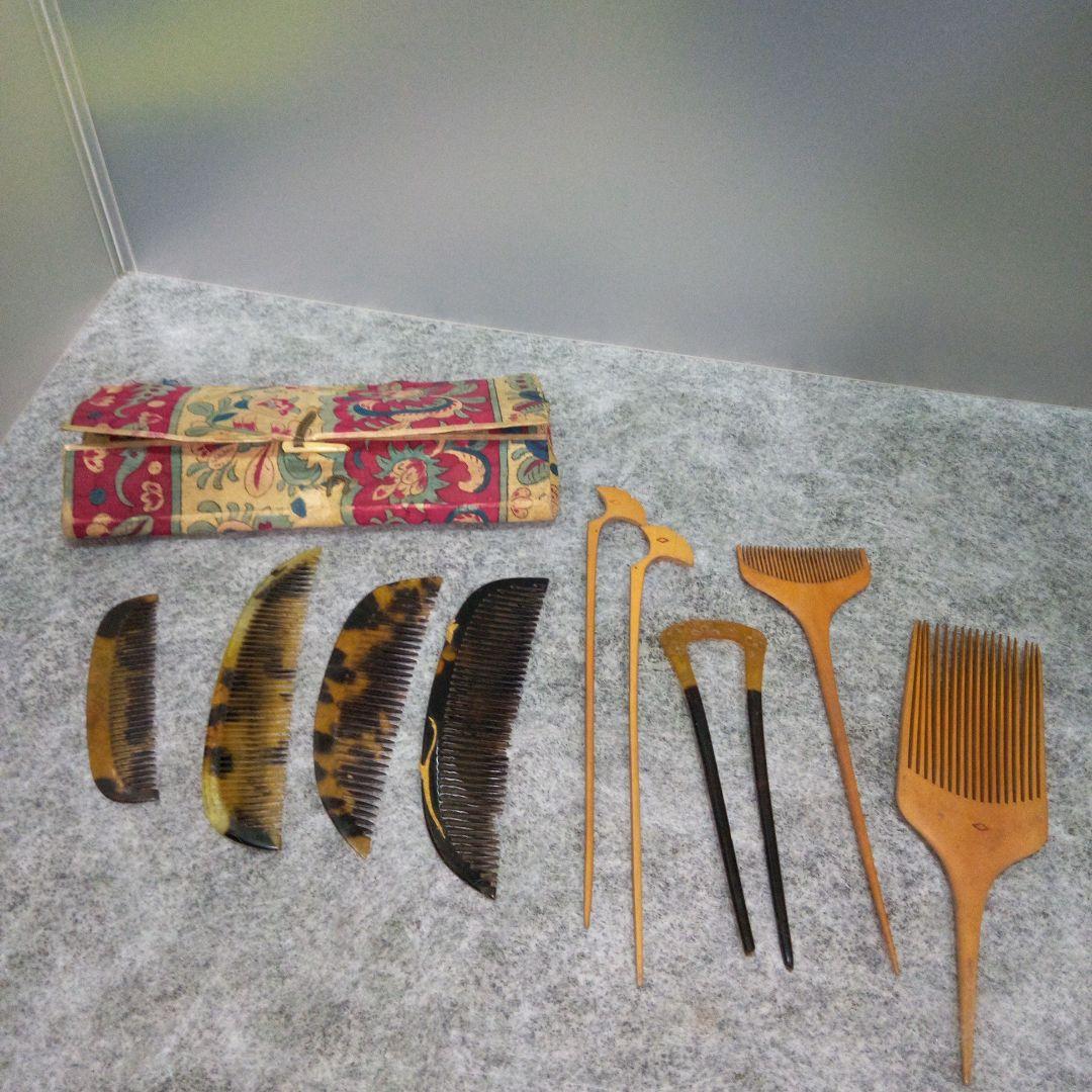 昭和レトロ　昭和初期　戦時中　つげ　柘植櫛　鼈甲　べっこうくし　かんざし　セット
