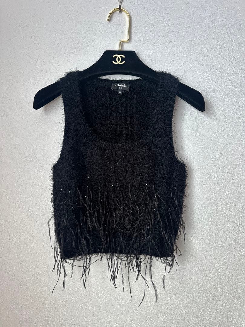 CHANEL フリンジビスチェ ブラック 38