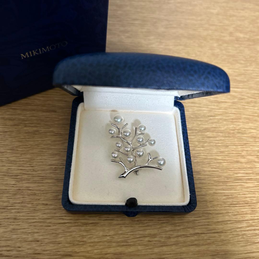 MIKIMOTO ミキモト　幸福の木　ラージ　真珠　パール　ブローチ　シルバー