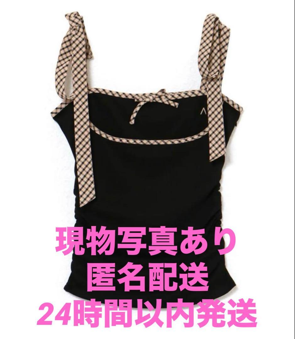 トップス Alice check ribbon tops black andmary