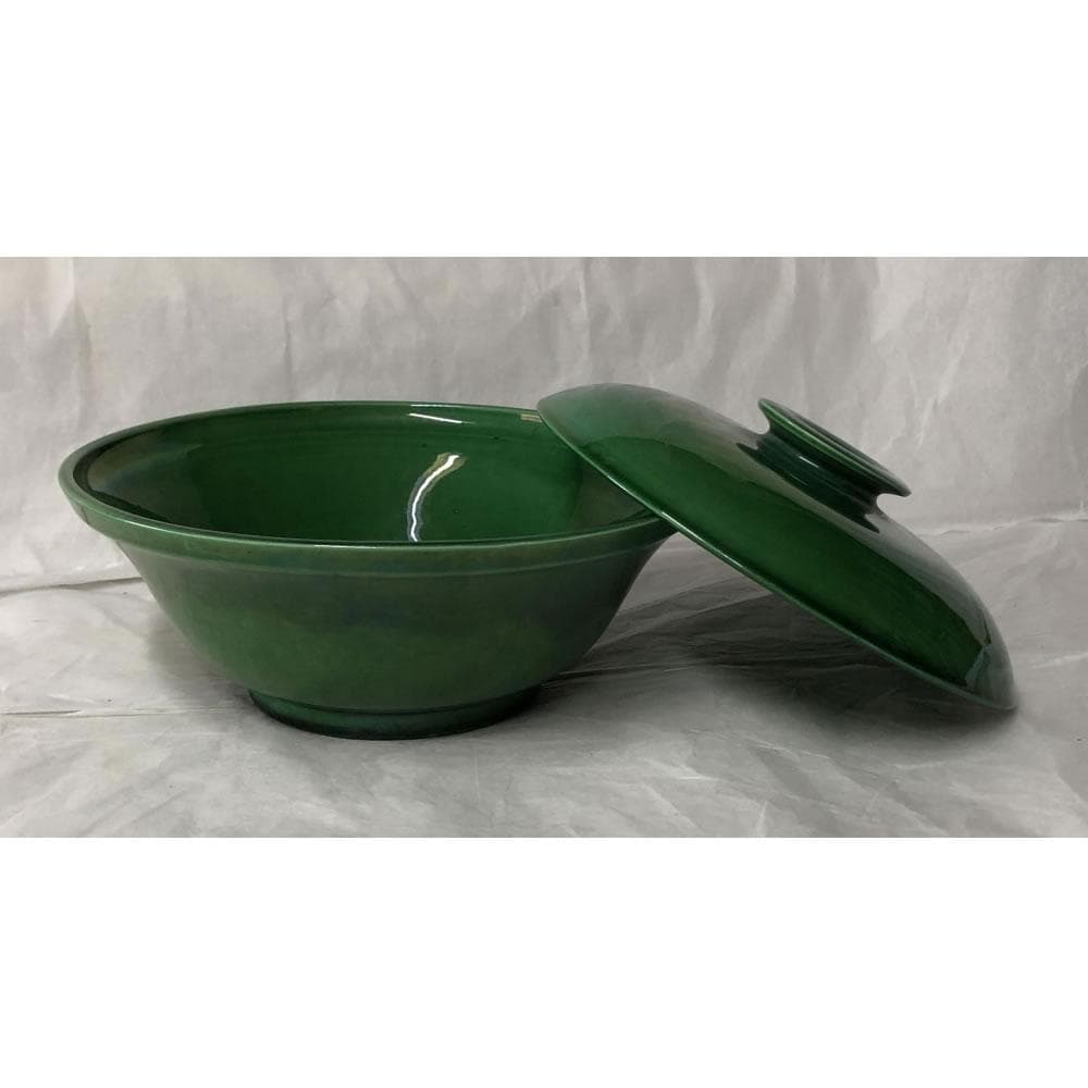 e2710 珉平焼 蓋物 喰籠 木箱入り 緑釉 喰篭 菓子器 淡路焼 民平焼