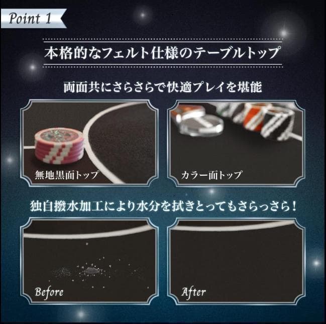 ポーカーテーブル 折りたたみ 8人対応 最大500枚チップラック付き