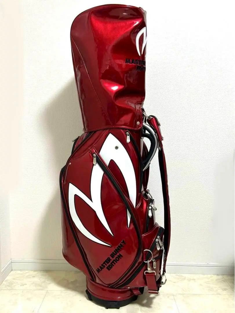 美品　マスターバニー　ツアーレッド　キャディバッグ　ヘッドカバー　エナメル　６点