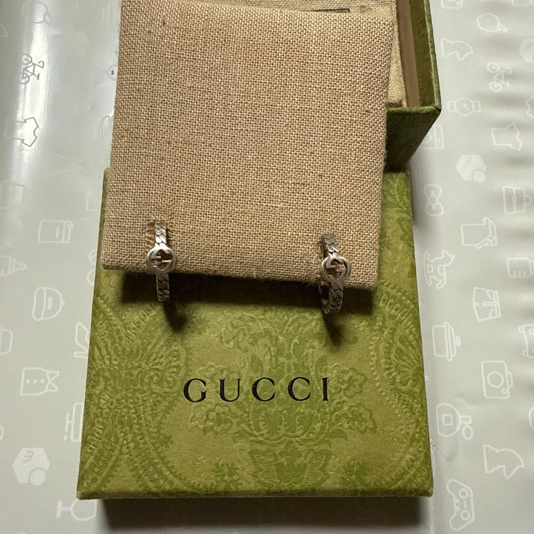 GUCCI インターロッキングG シルバー フープピアス 希少 どら
