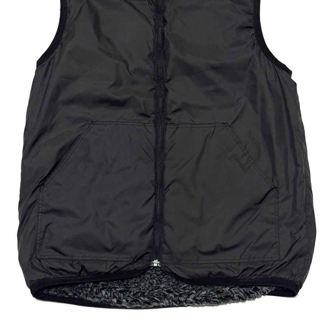 美品 サカイ 日本製 リバーシブル フリース ベスト グレー×ブラック メンズ2