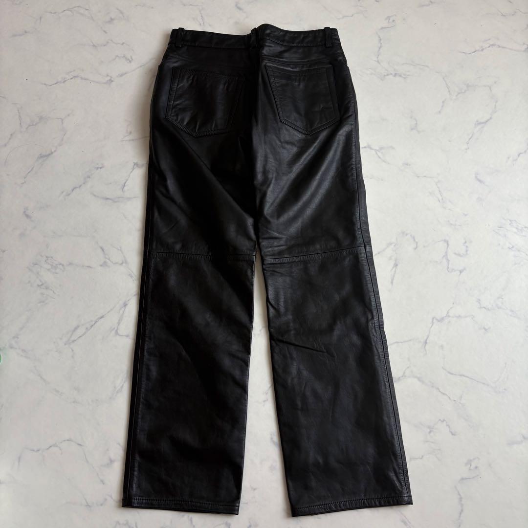 新品 Paul Smith レザーパンツ 牛革 裏地付 柔らかい 黒 30