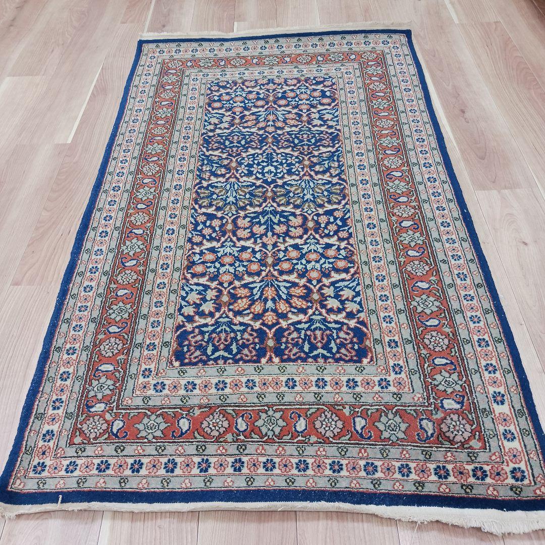 Y2742 トルコ絨毯 ヘレケ ウール×コットン 手織り 154×91㎝