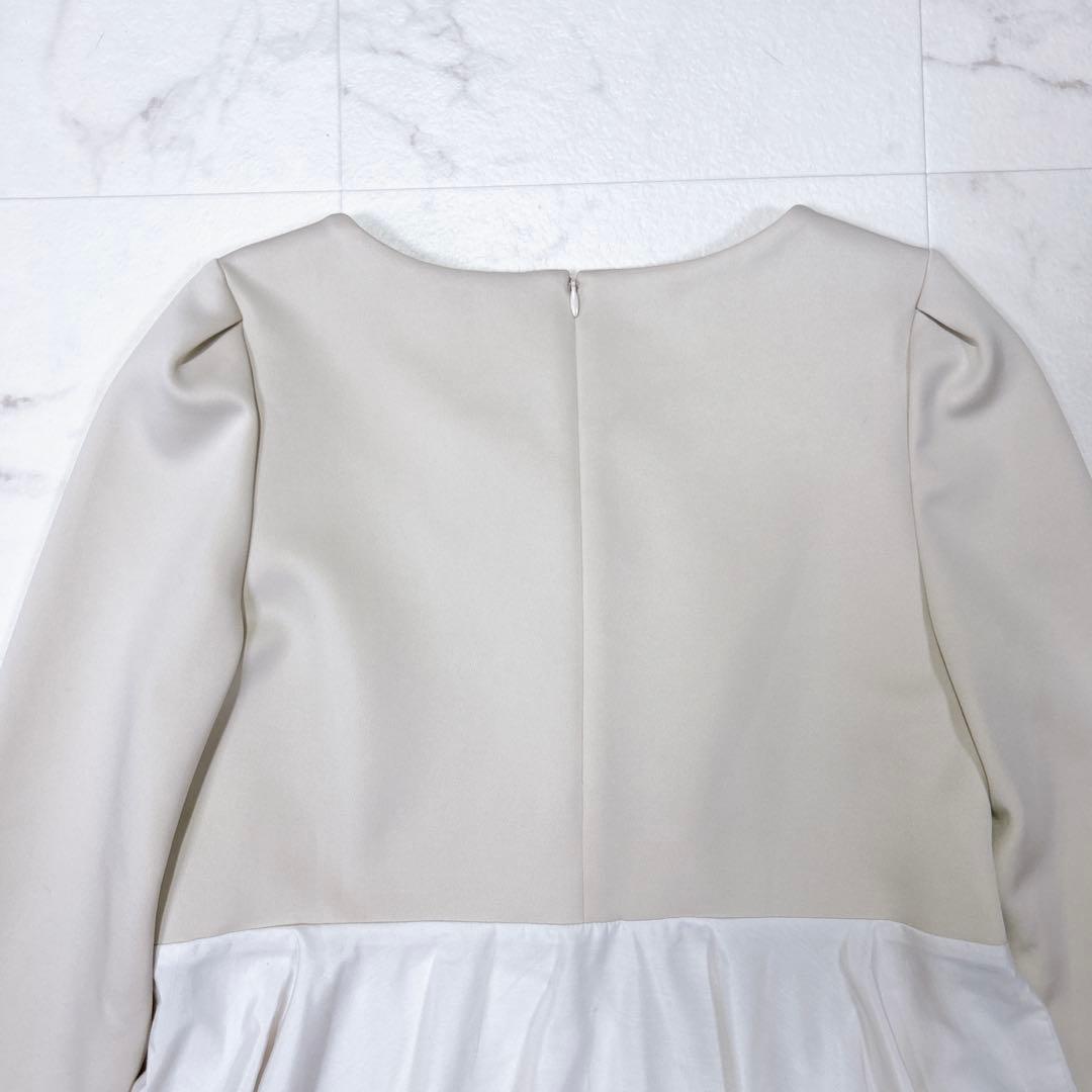 美品 JILLSTUART ストレッチダブルクロスタフタコンビトップ ベージュ