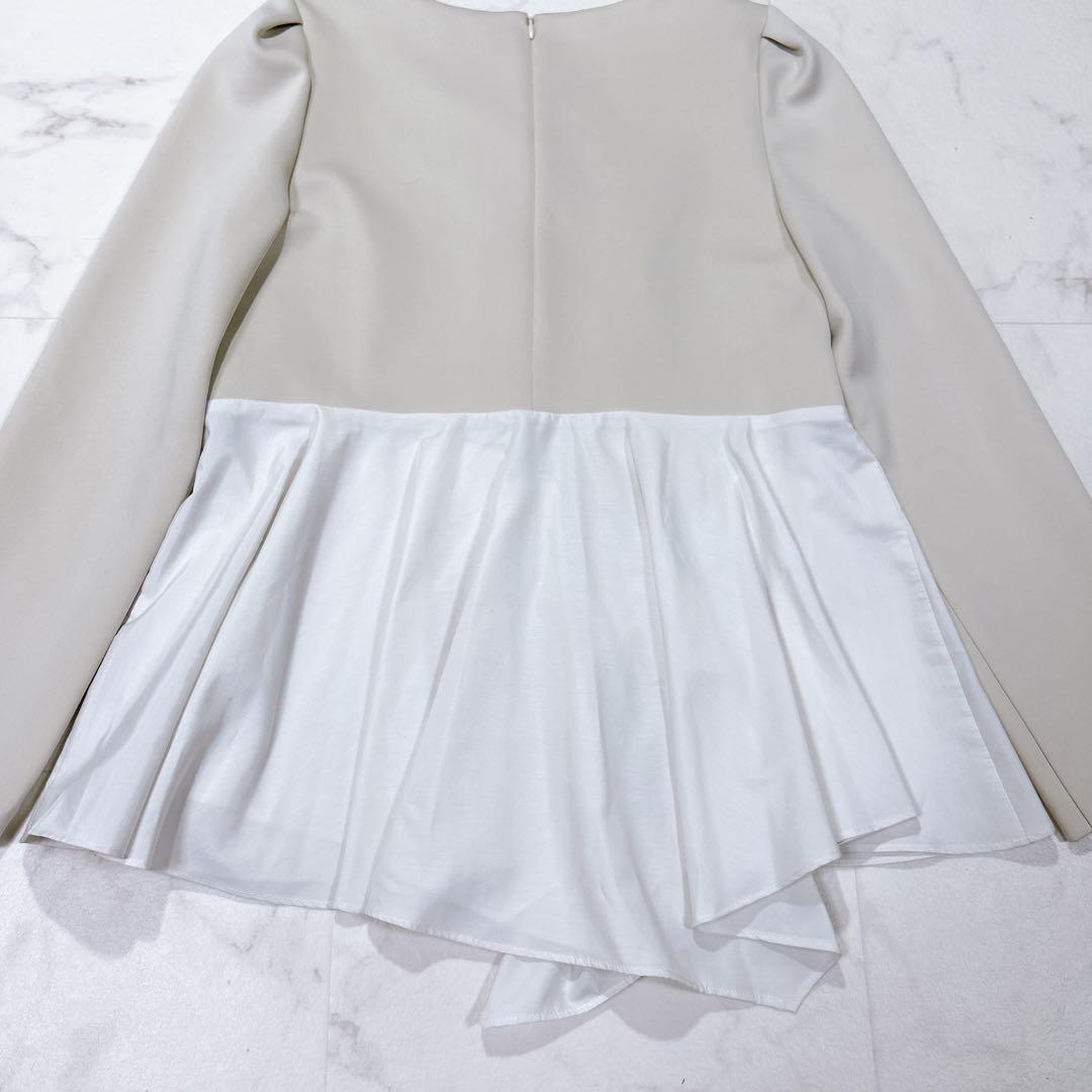 美品 JILLSTUART ストレッチダブルクロスタフタコンビトップ ベージュ