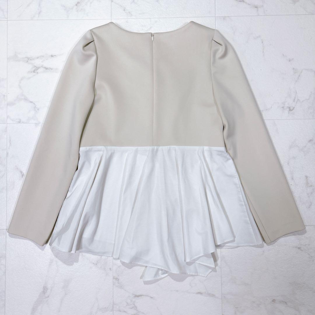 美品 JILLSTUART ストレッチダブルクロスタフタコンビトップ ベージュ