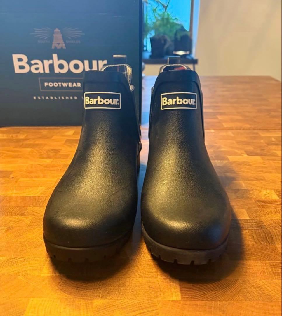 【新品未使用品】Barbour ブラック レインシューズ サイドゴア