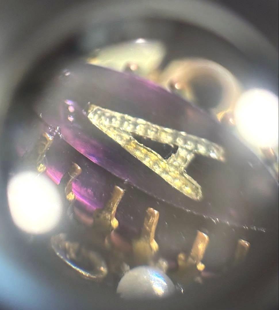 フランス アンティーク リング 指輪 ガラス パール パープル 鑑別書付き