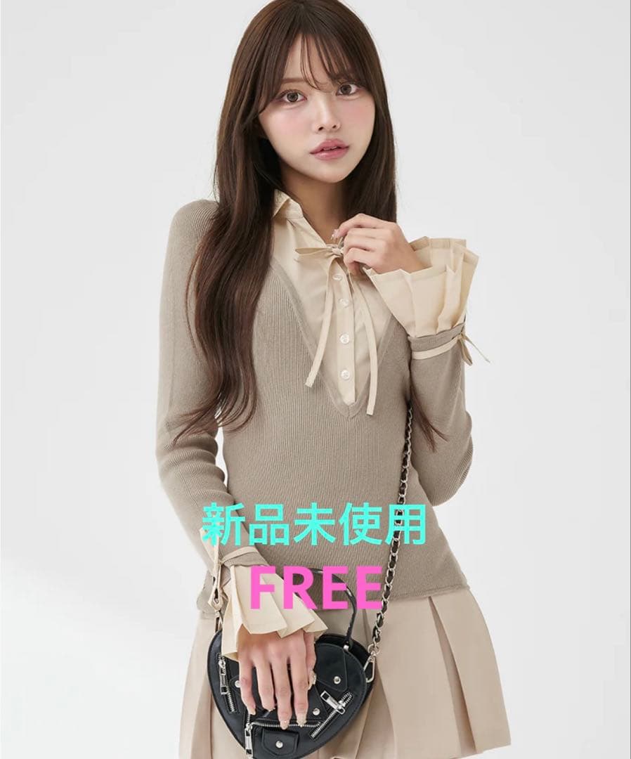 Darichダーリッチ シャツドッキングプリーツミニワンピース GRY FREE