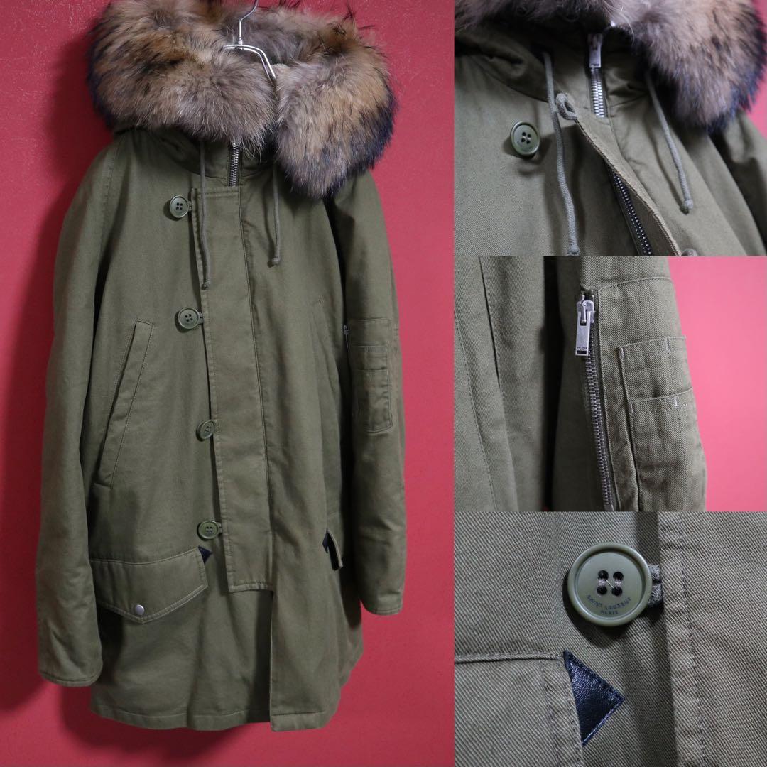 【美品】SAINT LAURENT PARIS 裏地ボア ファー モッズコート