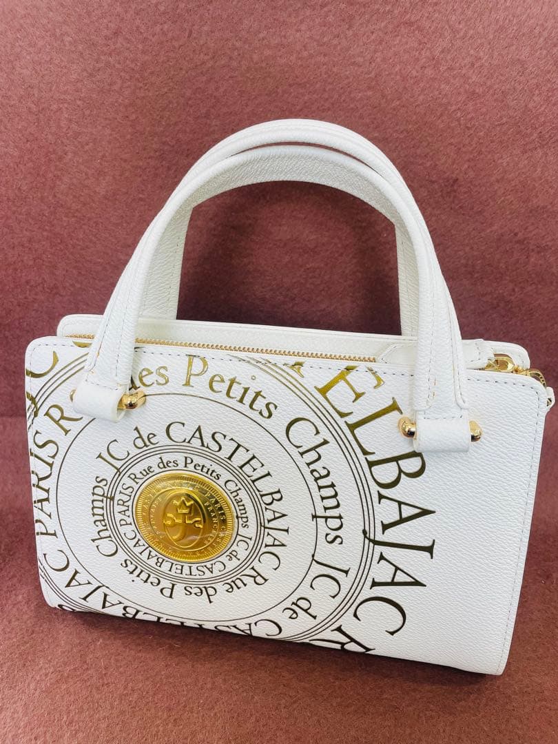 新品 CASTELBAJAC カステルバジャック 牛革セカンドバッグ ホワイト