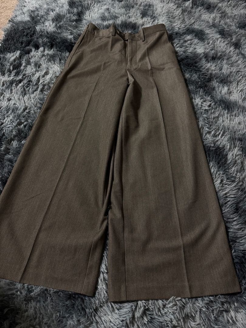 【CLEL】バックブラッシュドTR フレアスラックス サイズSアッシュモカ完売品