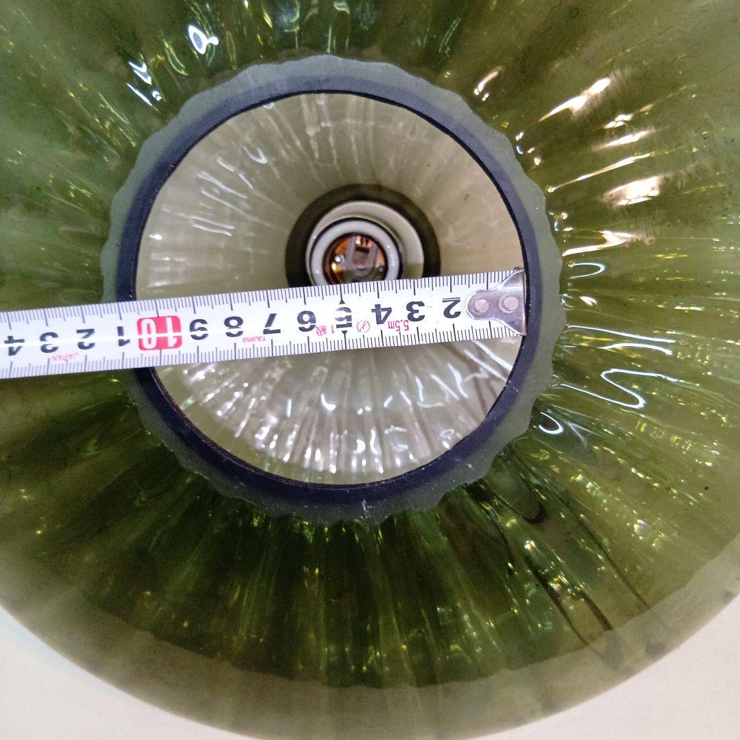 ランプシェード 緑色ストライプガラスディフューザー アンティーク 直径40センチ