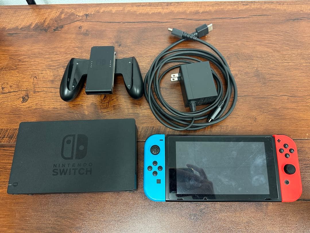 ★動作品★Nintendo Switch本体ネオンカラーセット 保護フィルム割れ