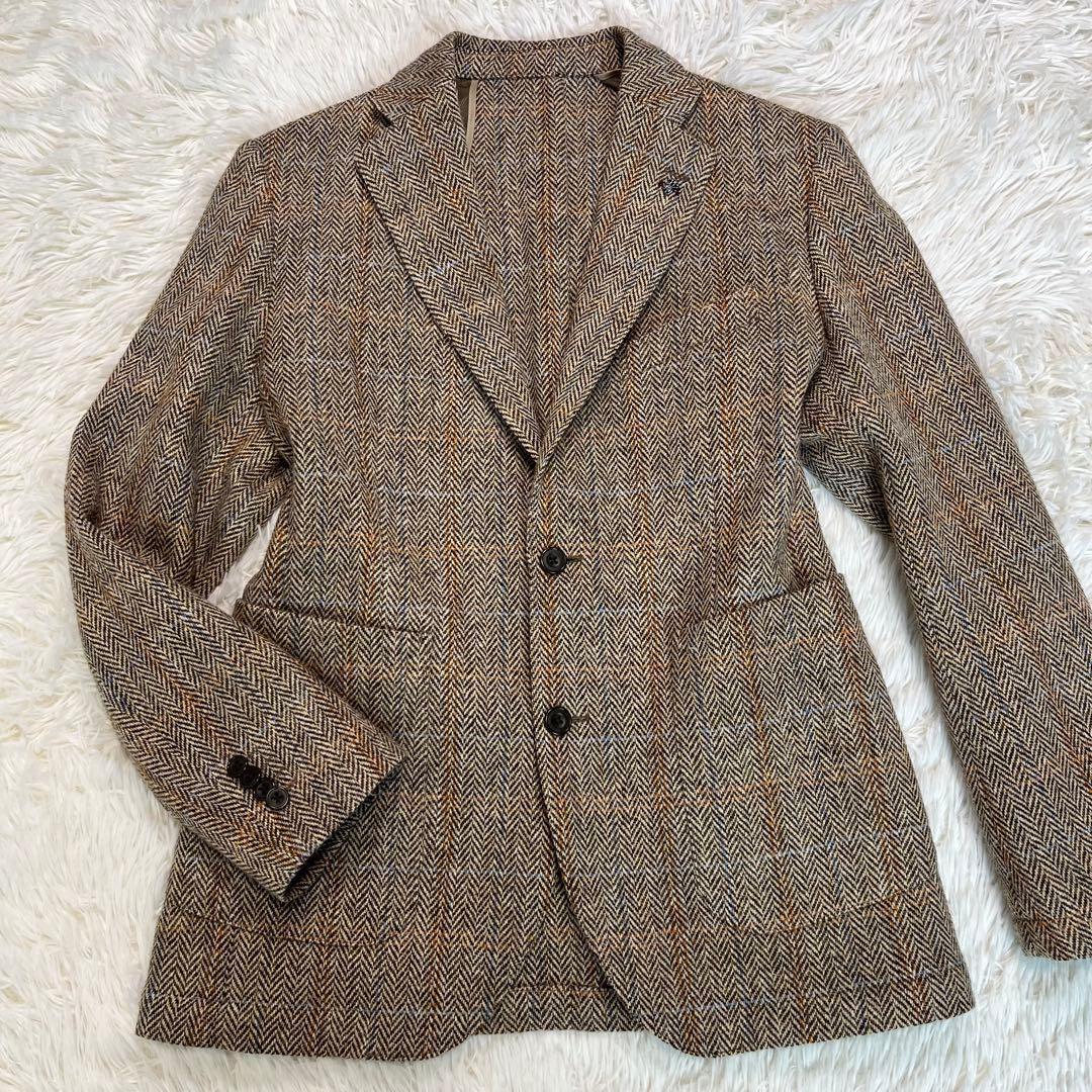 美品✨G-stage ハリスツイード　テーラードジャケット　ヘリンボーン　L相当