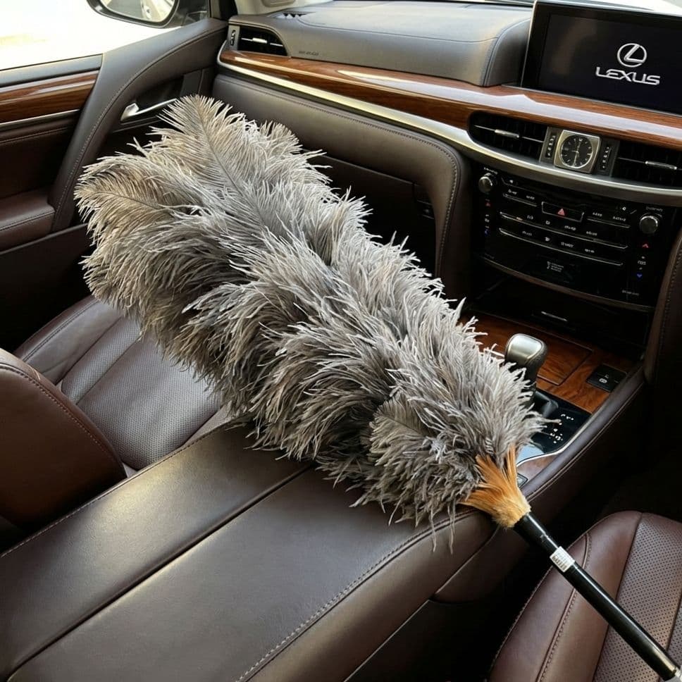 最高級 オーストリッチ 羽毛ブラシ (シルバーグレー) ／毛ばたき専門ESCI製