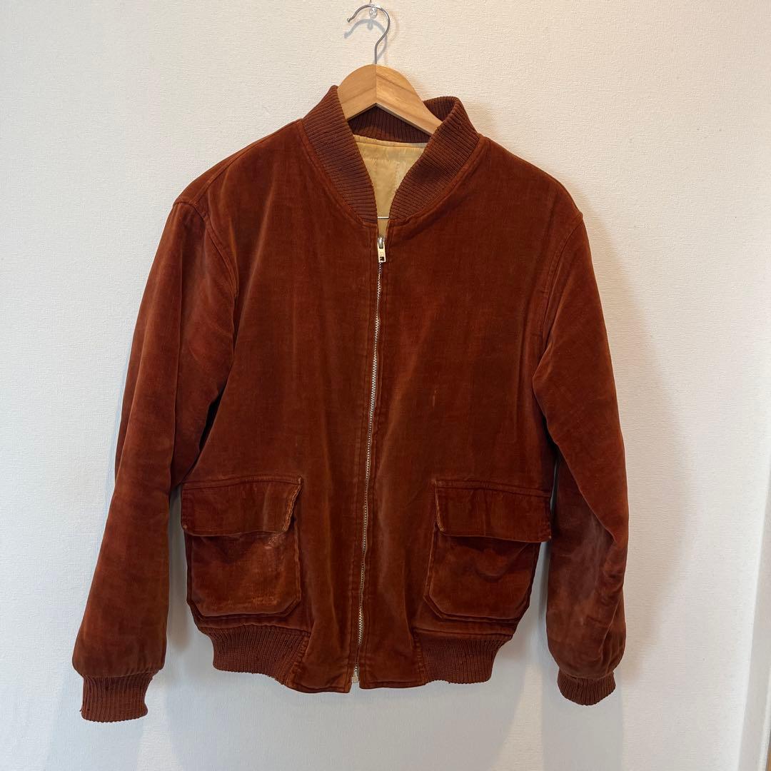 ヴィンテージブラウン 別珍ジップアップブルゾン