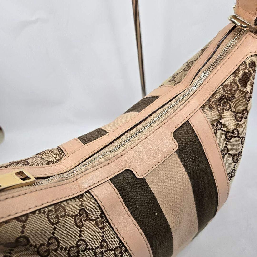 カード付き GUCCI ショルダーバッグ シェリーライン GGキャンバス レザー