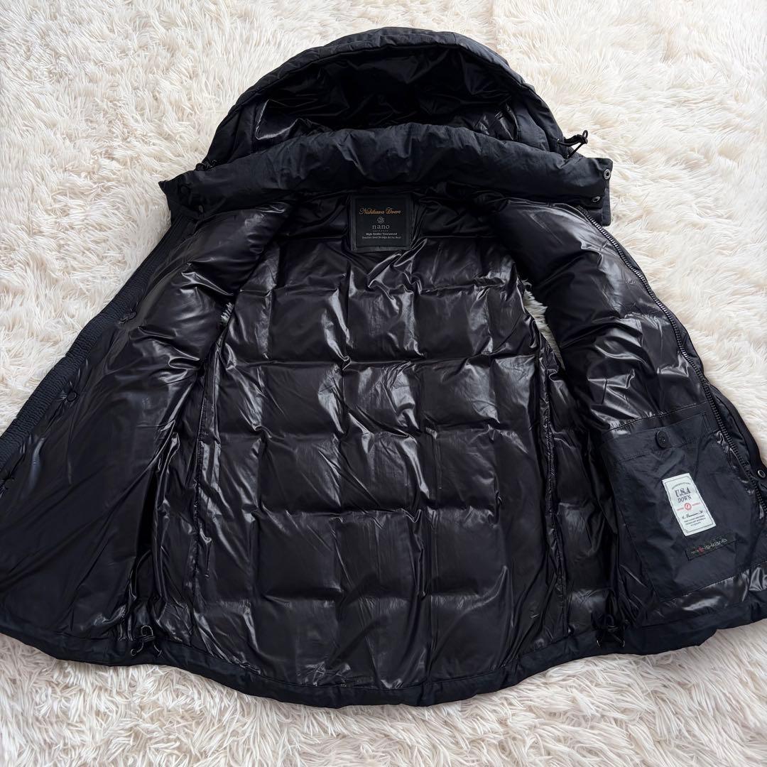 ナノユニバース 西川ダウン ダウンベスト キルティング ブラック L 脱着式