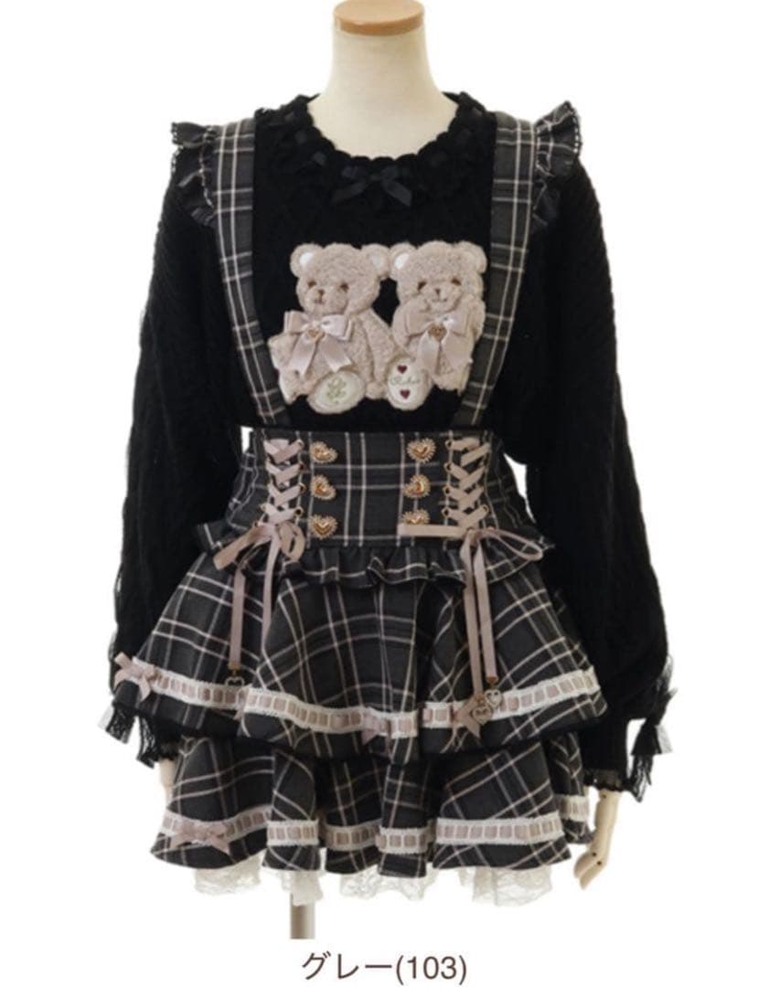 LIZLISA‪‪❤︎‬はしごリボンチェックティアードスカパン