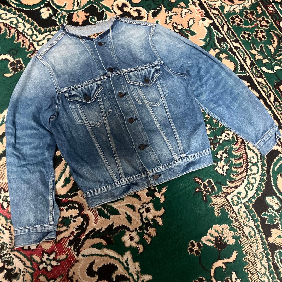 Whim Gazette ウィムガゼット　ノーカラー デニムジャケット　Gジャン