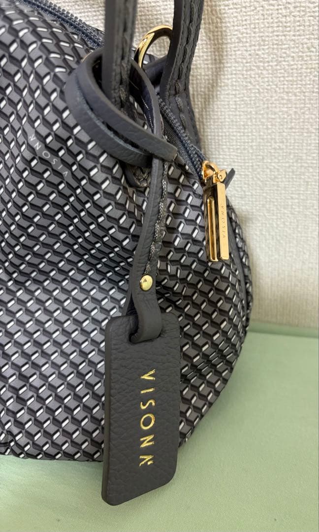 新品 VISONA 2way ショルダーバッグ ハンドバッグ くすみブルー系