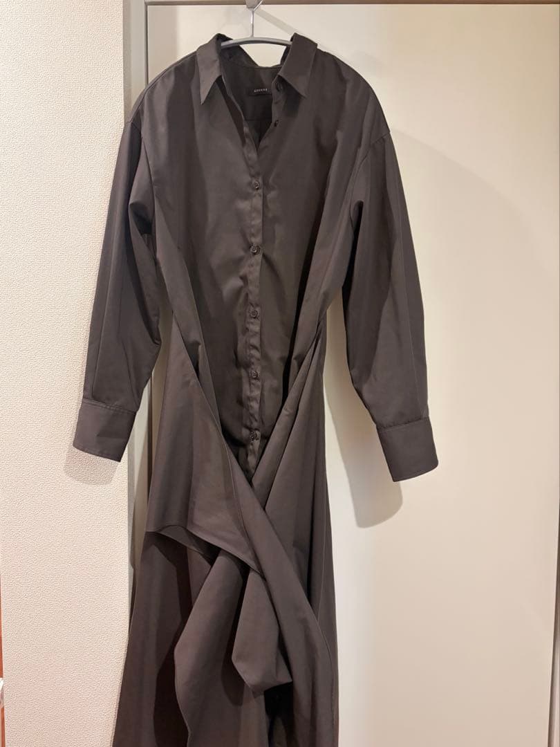 ラップストレートシャツワンピース ダークブラウン