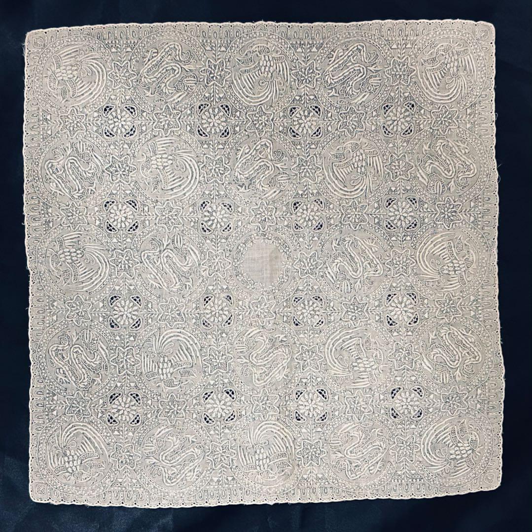 スワトウ　鳳凰　龍　刺繍　長期保管未使用