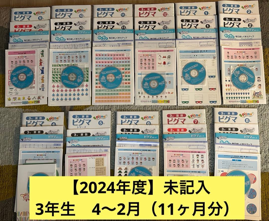 【2024年度版 未記入】ピグマキッズ 3年生 4〜2月　＋　きらめき算数脳２冊