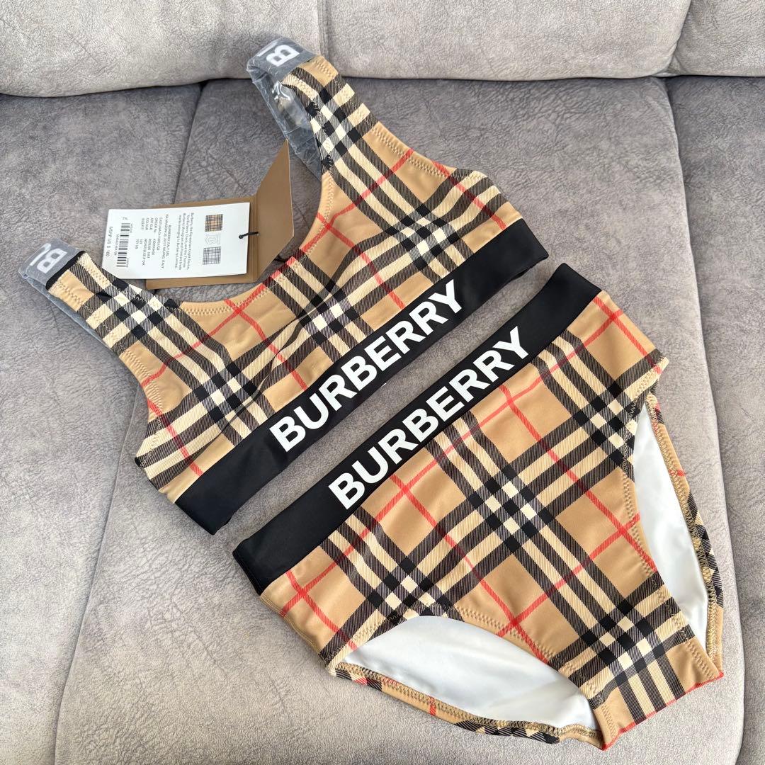 ラスト１【新品】BURBERRY キッズ ビキニ 水着 ロゴ×チェック 10Y
