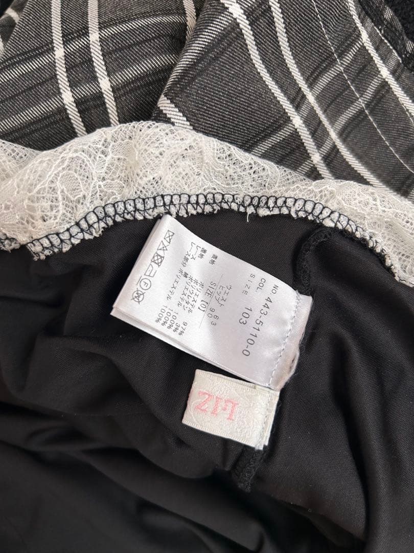 はしごリボンチェックティアードスカパン ブラックチェック LIZLISAリズリサ