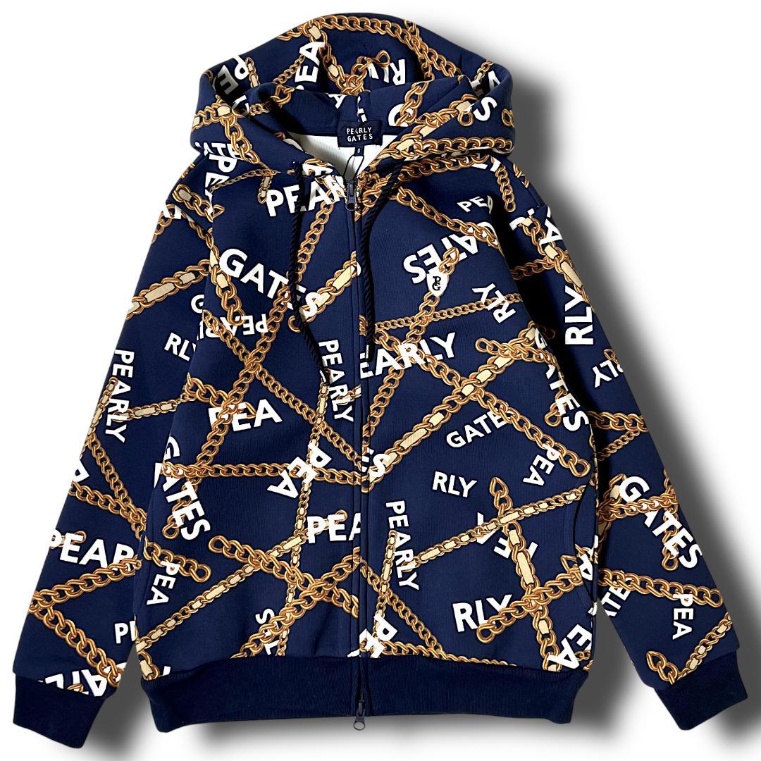 0 パーリーゲイツ チェーンロゴ柄 ツイルダンボール フルジップフーディ 121