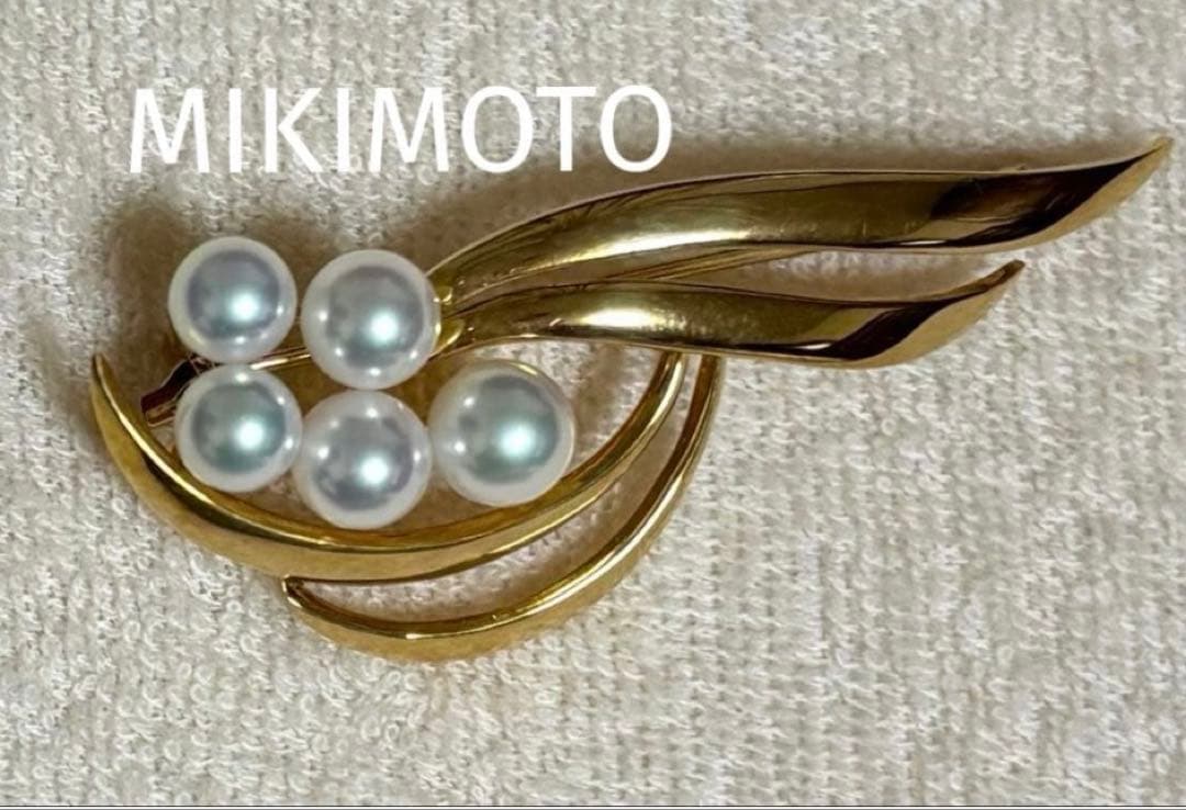 MIKIMOTO ミキモト アコヤ真珠 パール ブローチ K18 美品 正規品
