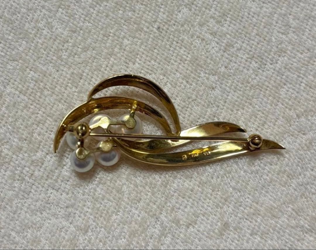 MIKIMOTO ミキモト アコヤ真珠 パール ブローチ K18 美品 正規品