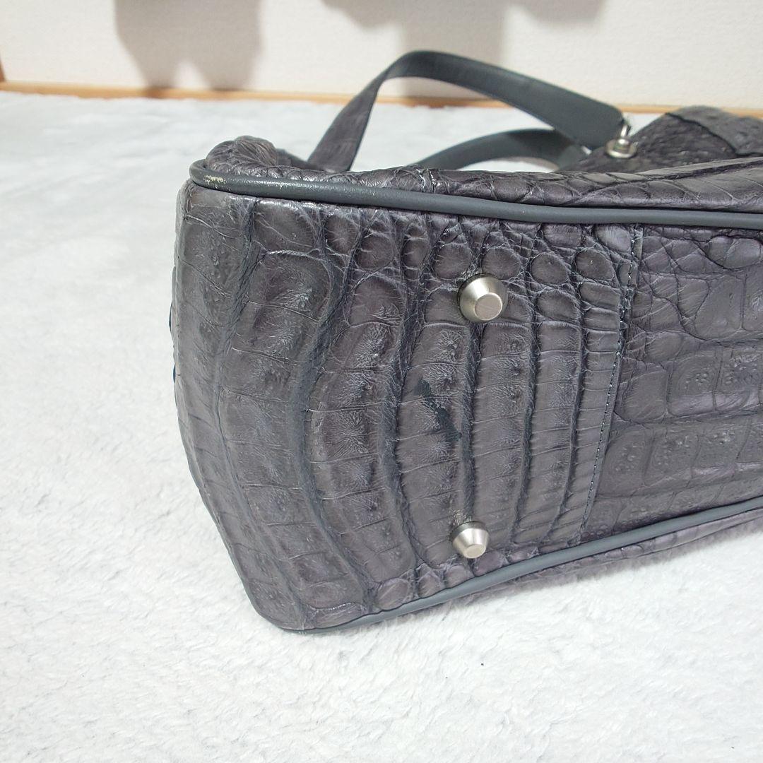 美品　JRA認定 FUSCUS グレー　クロコダイル 2way バッグ