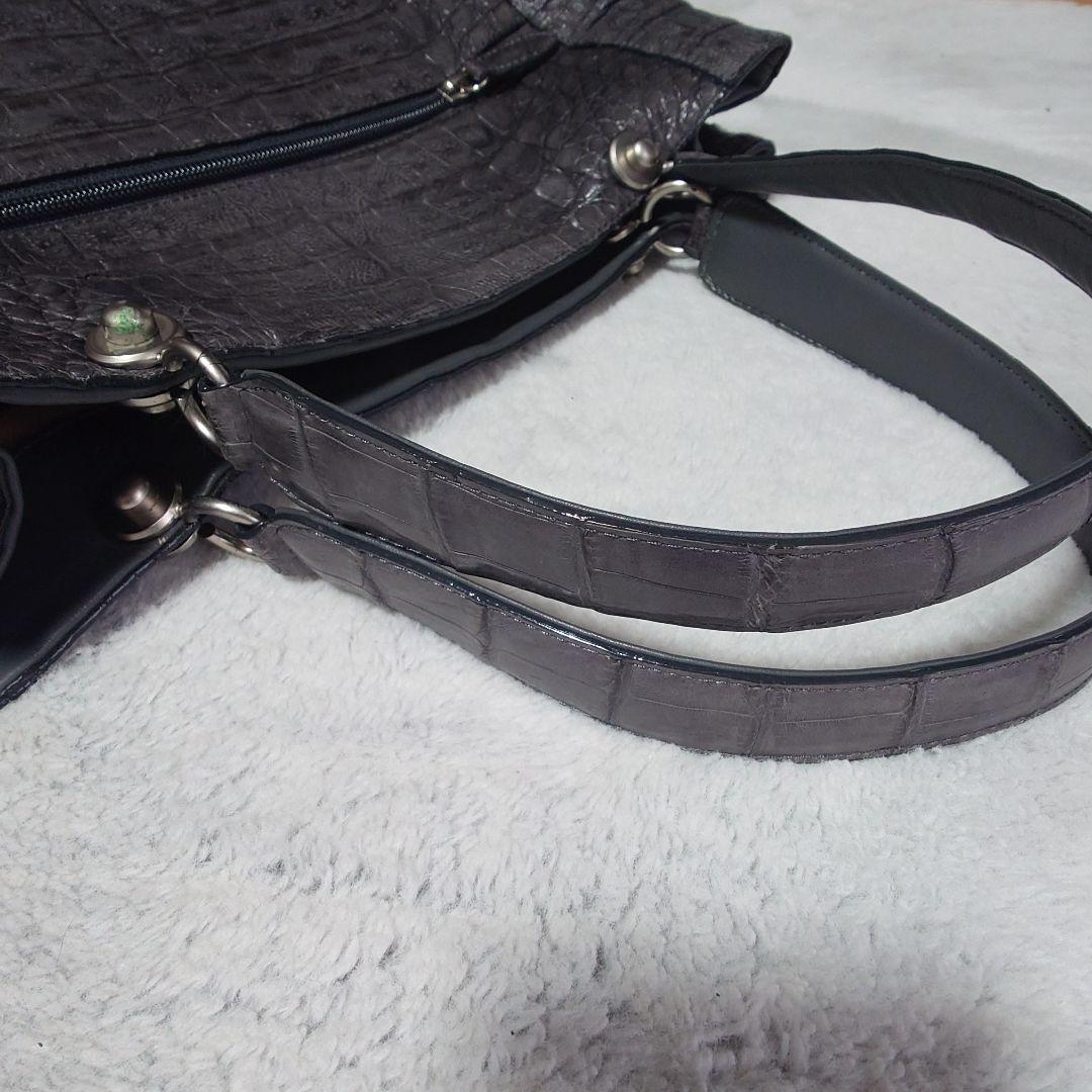 美品　JRA認定 FUSCUS グレー　クロコダイル 2way バッグ