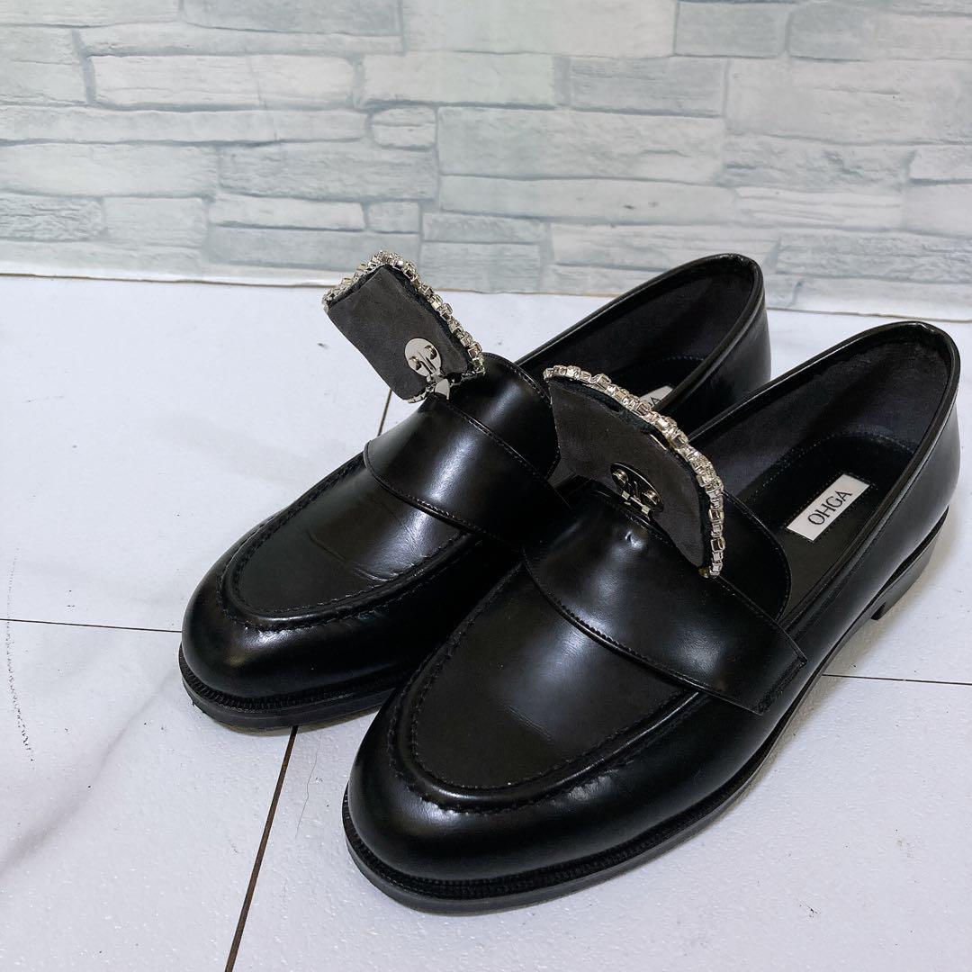 極美品 OHGA オオガ オーガ ビジューローファー 2way ブラック 24