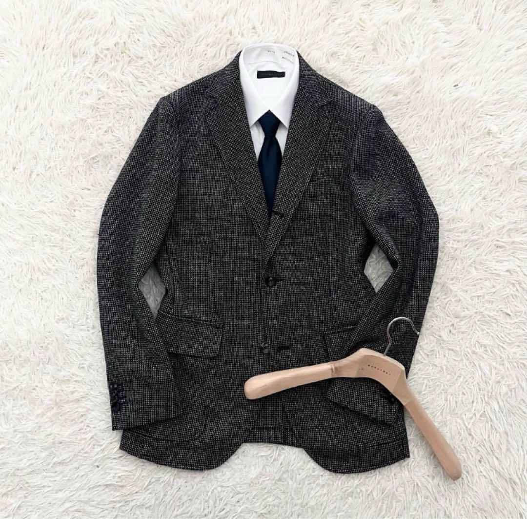 <美品> BOGLIOLI / HAMPTONモノトーン ツイードジャケット46