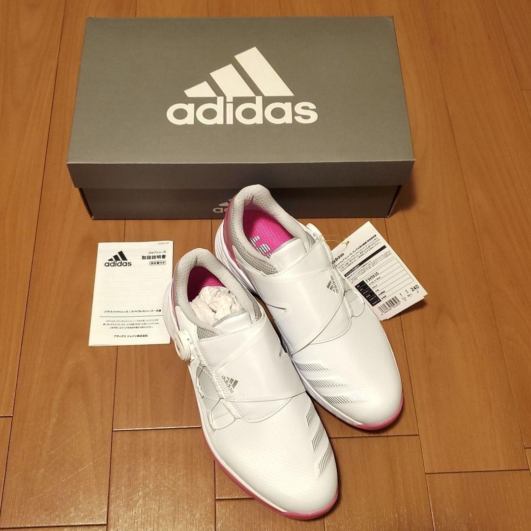 adidas ゴルフシューズ 女性用 ホワイト/ピンク24cm